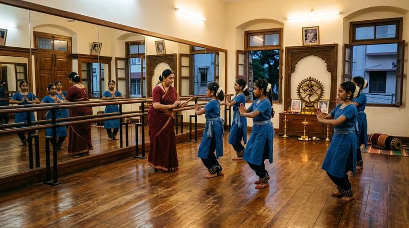 Dance academy rehearsal in modern mirror studio